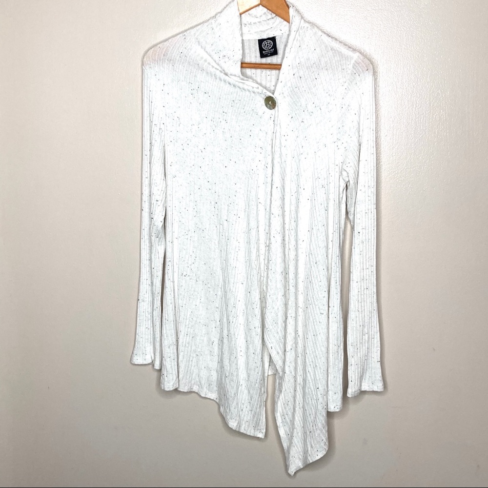 Bobeau Wrap White Speckled Stretchy Light Cardigan size Medium
